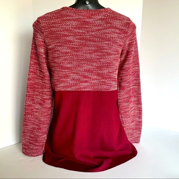 LUCKY BRAND red and white knit sweater. Size M - Picture 3 of 7